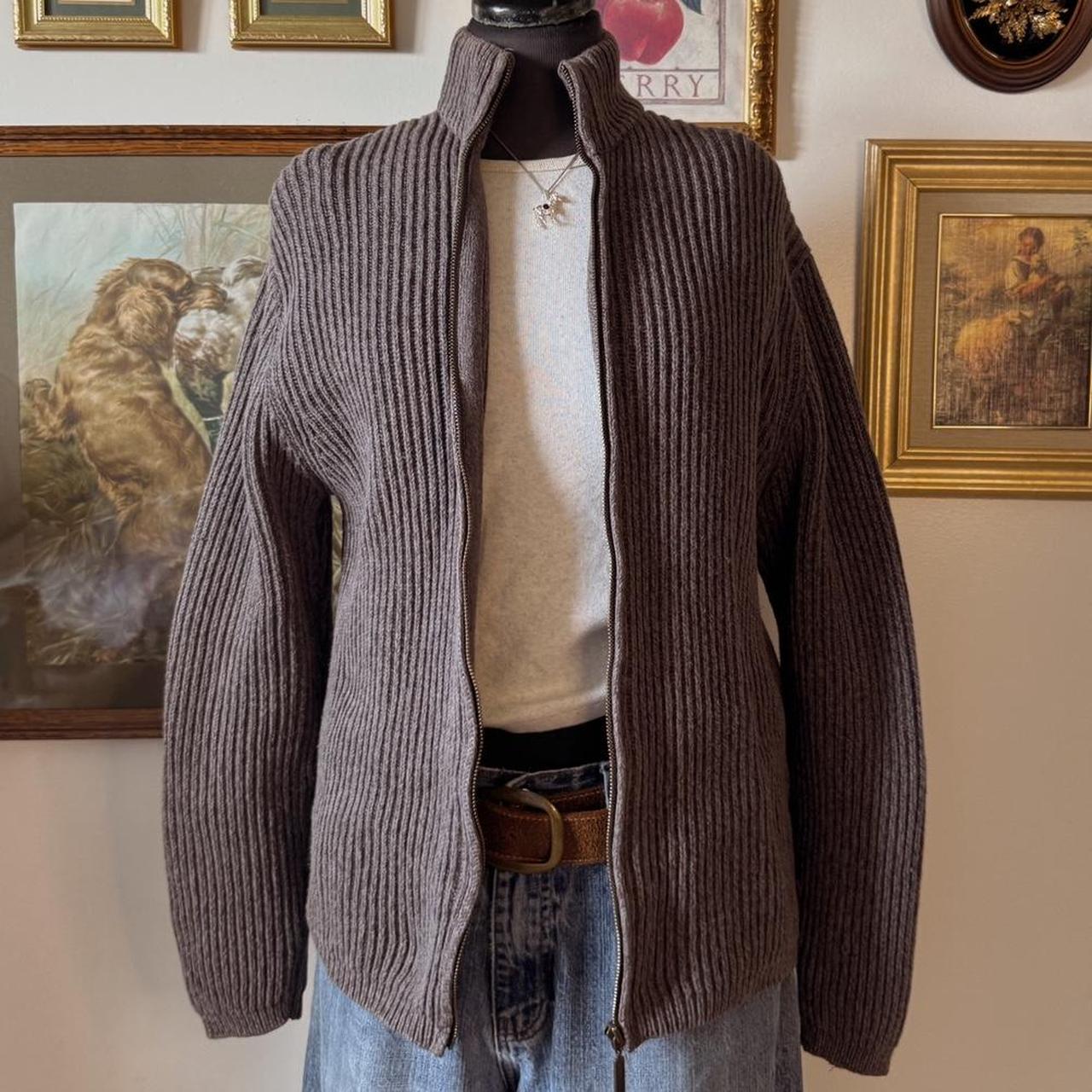 Grey cotton knit zip up (S)