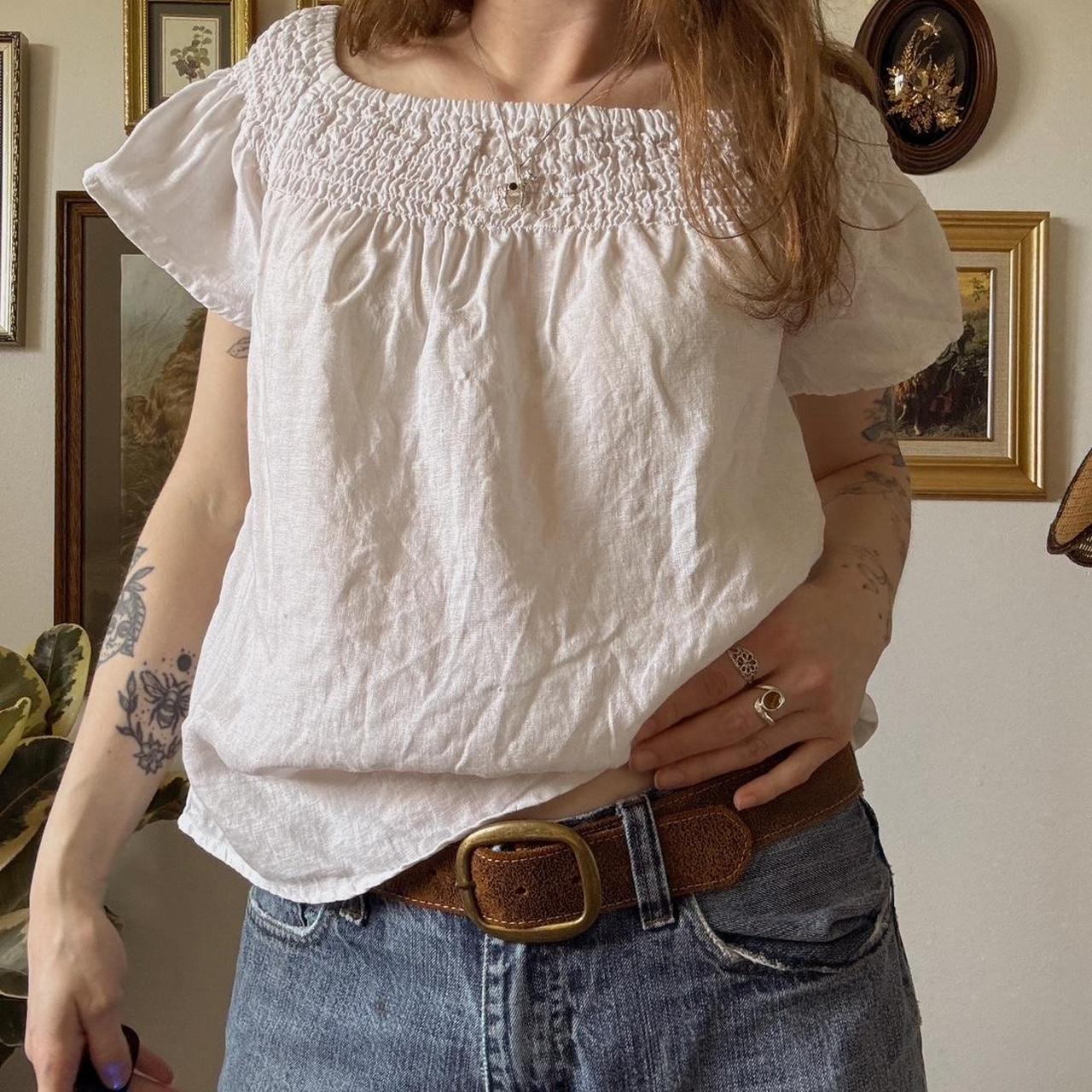 White linen boho top (M)