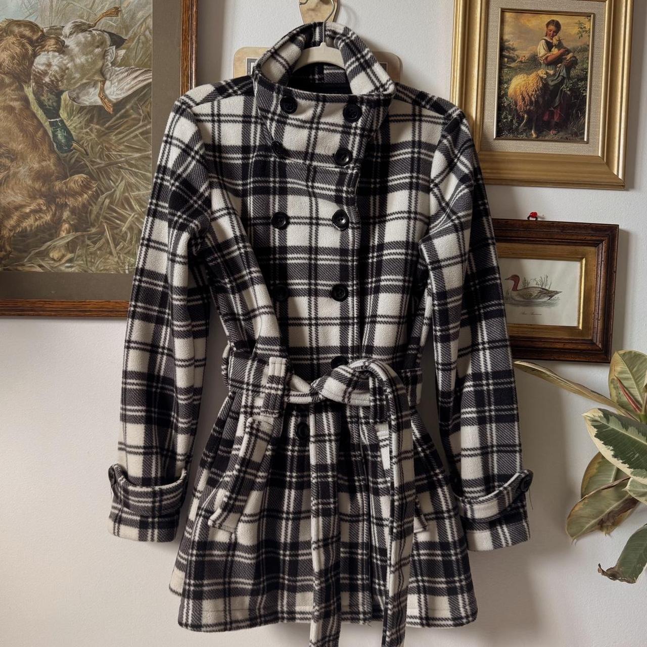 Cozy fleece funnel neck trench coat (M)