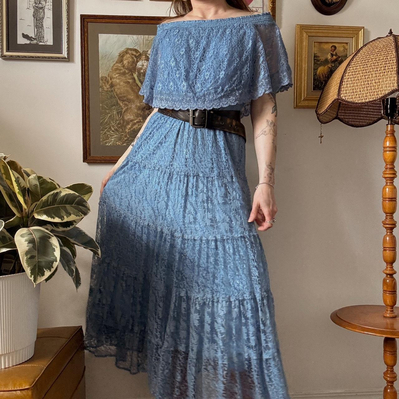Blue lace maxi dress (L)