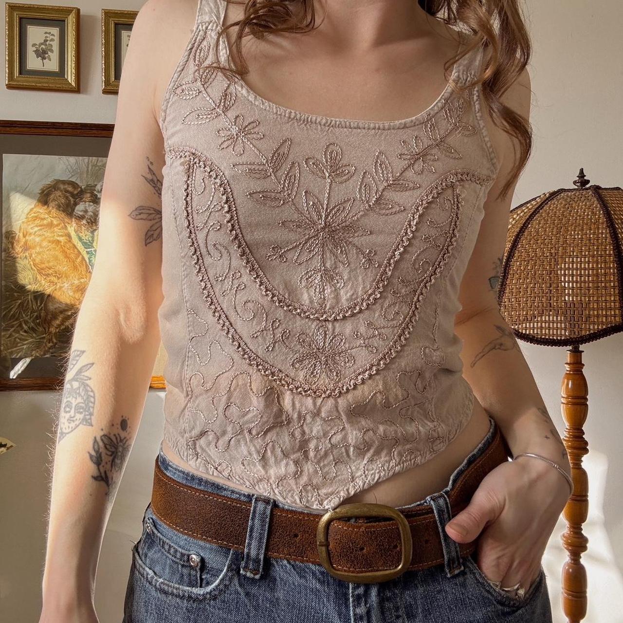 Fairy embroidery vintage tank top (S)