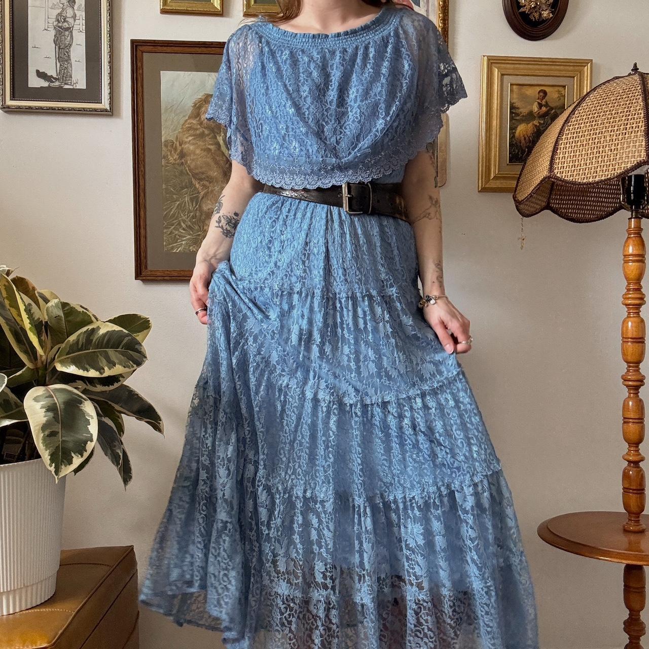 Blue lace maxi dress (L)