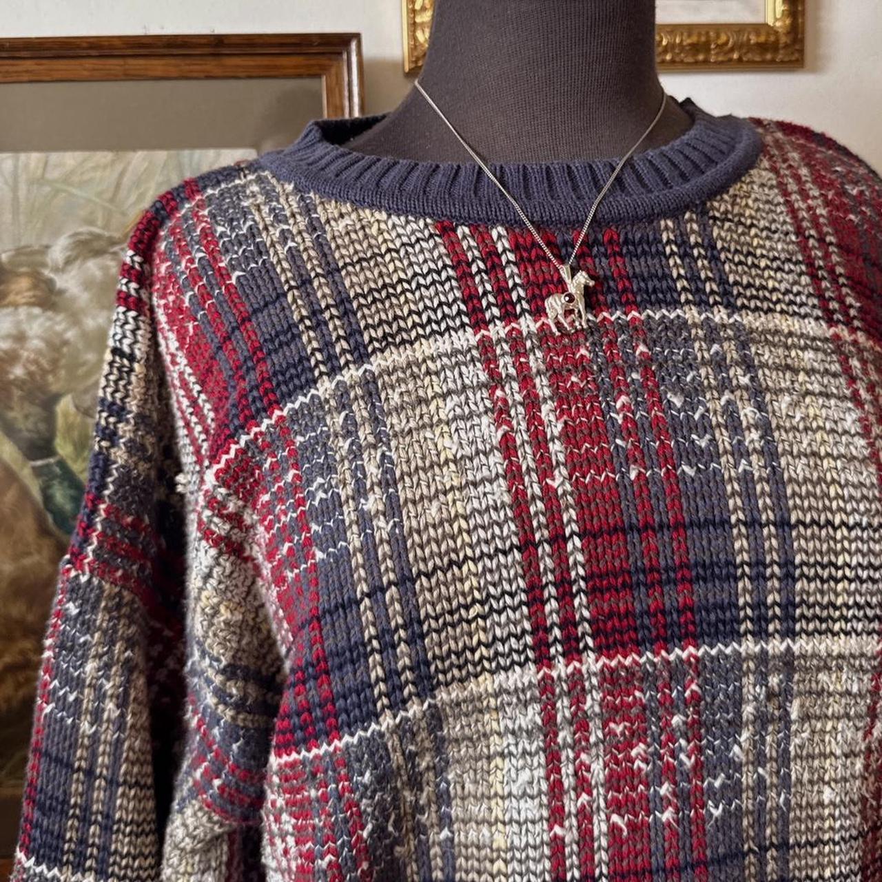 Vintage plaid knit slouchy sweater (L)