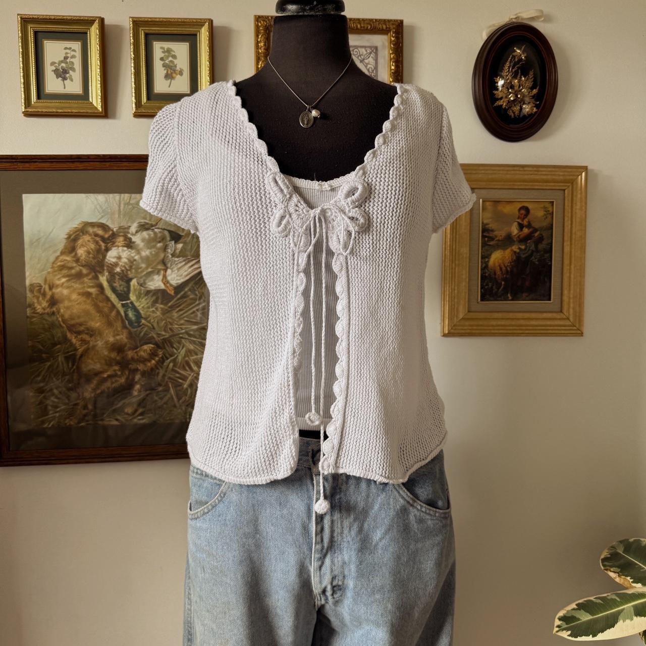 Y2K white knit cardigan (S)