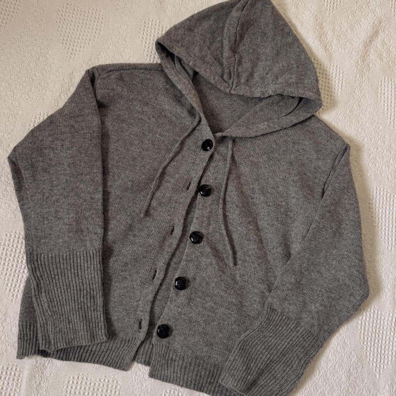 Grey knit hoodie cardigan (M)