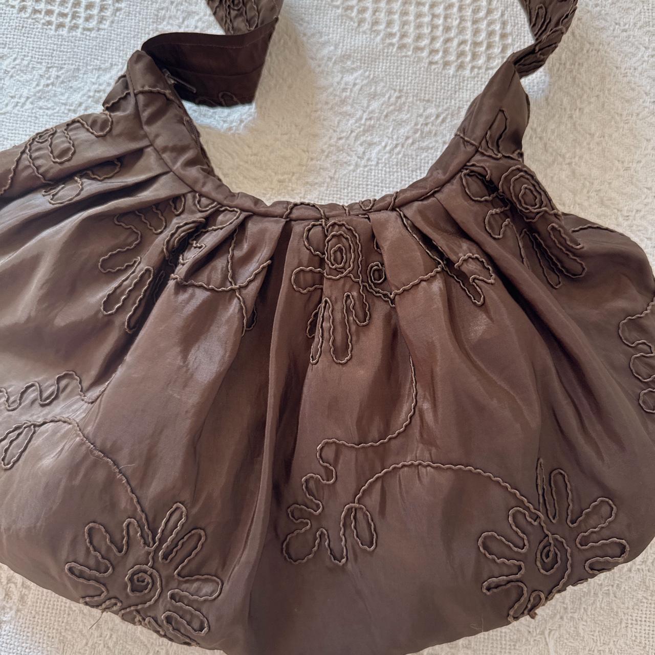 Whimsical floral embroidered slouch bag