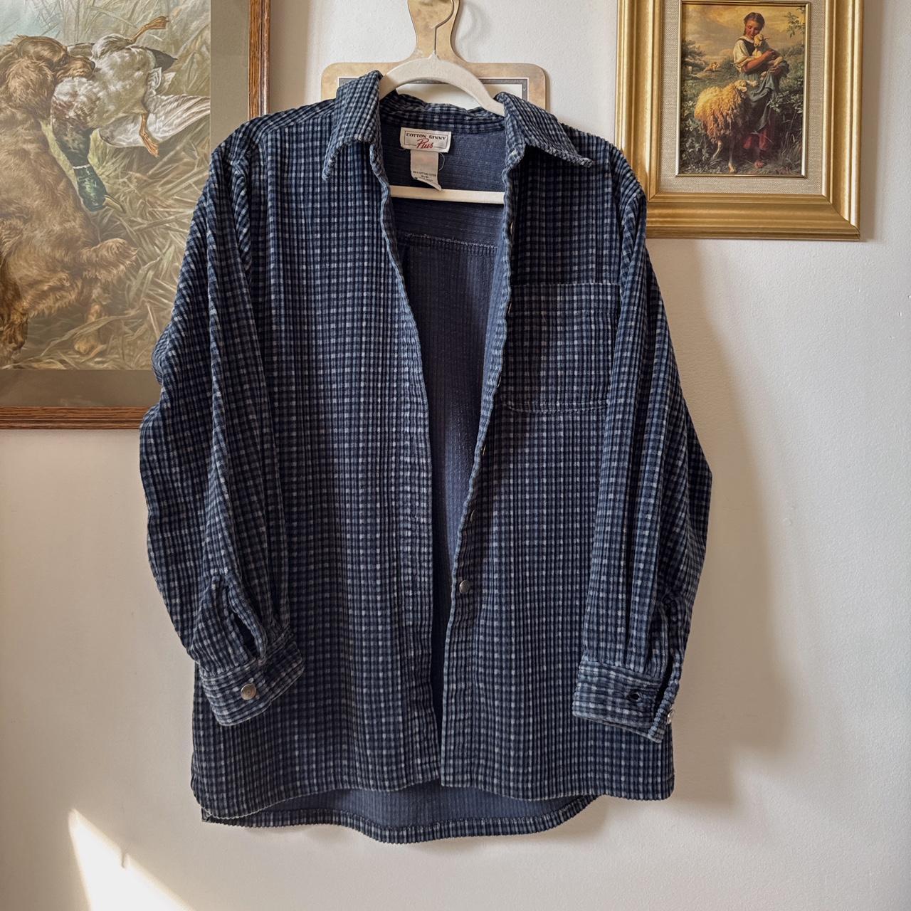 Blue plaid soft button up (S)