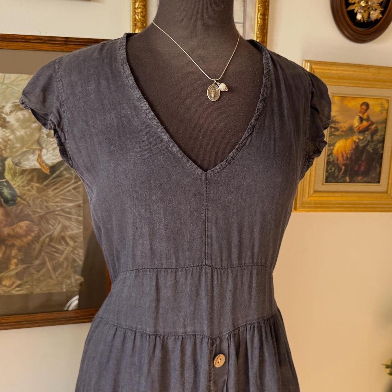 Navy linen midi dress (M)