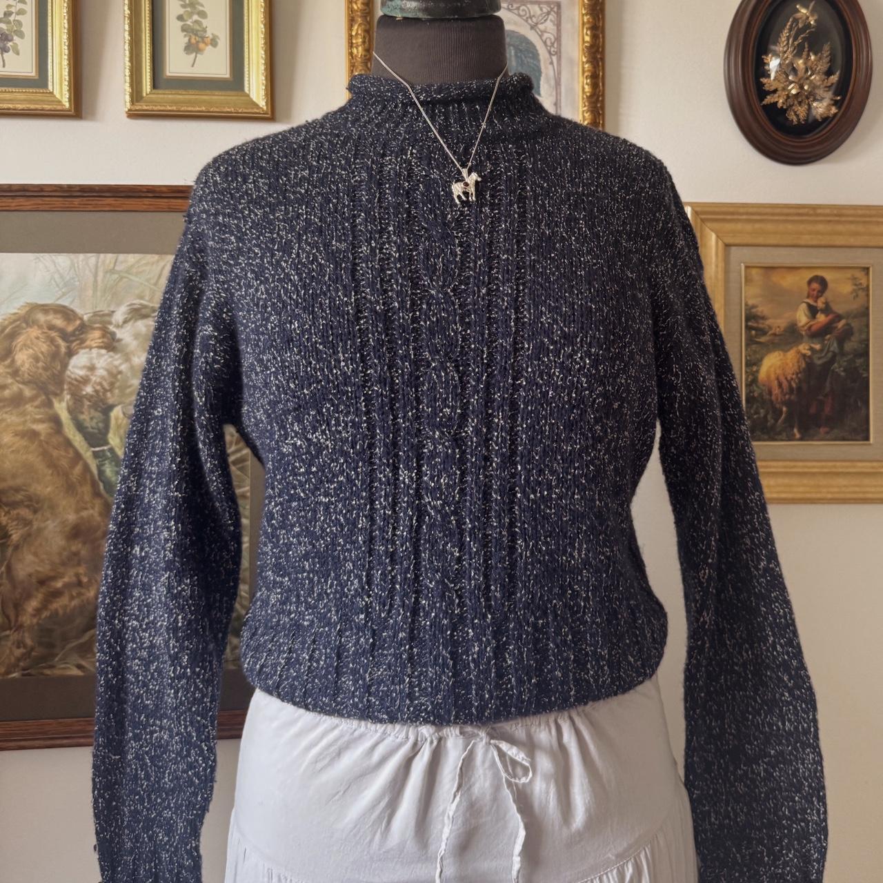 Navy roll neck knitted sweater (S)