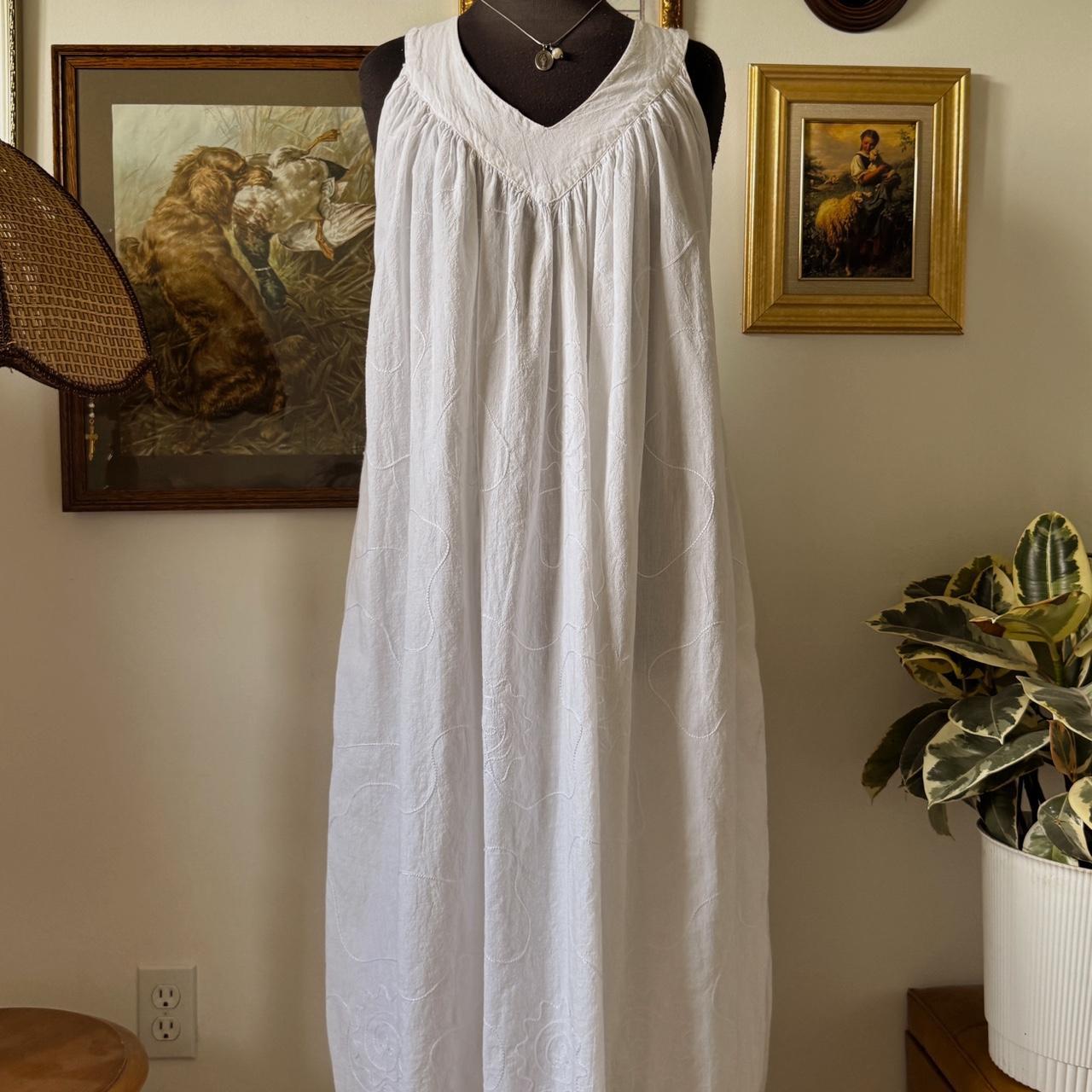 White cotton maxi dress (L)