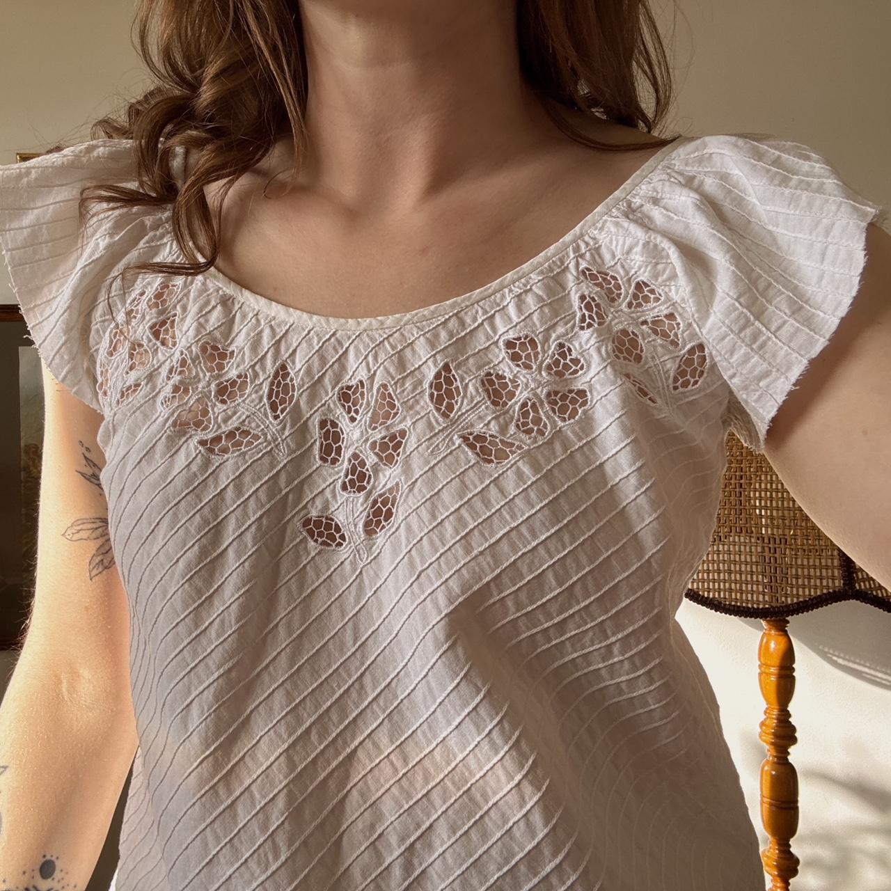 White floral babydoll top (M)