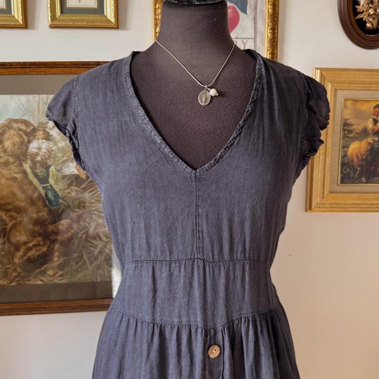 Navy linen midi dress (M)