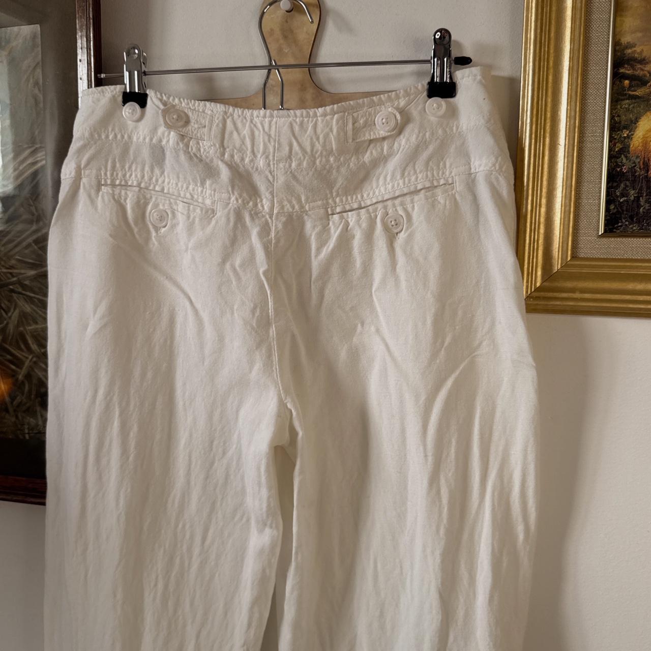 White linen wide leg pants (S)