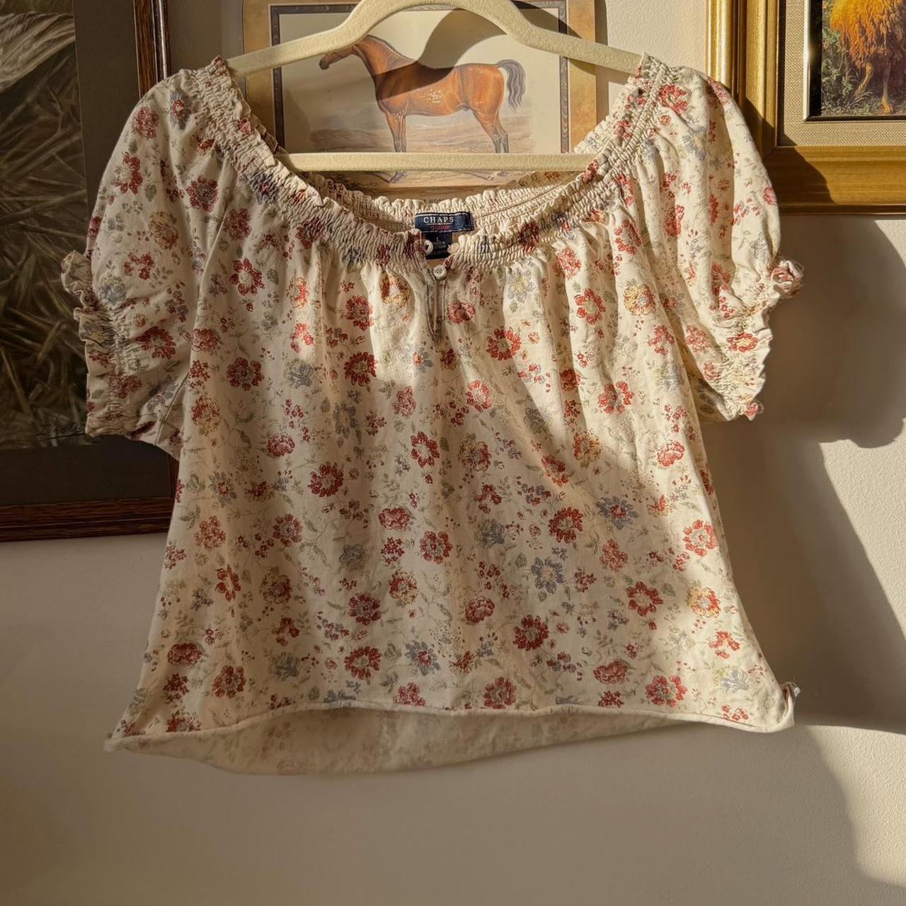 Cream floral milkmaid top (L)