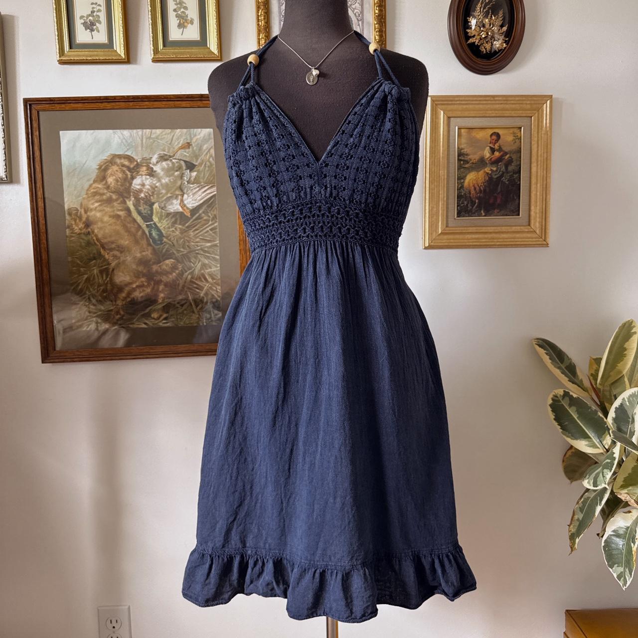 Navy blue halter mini dress (L)