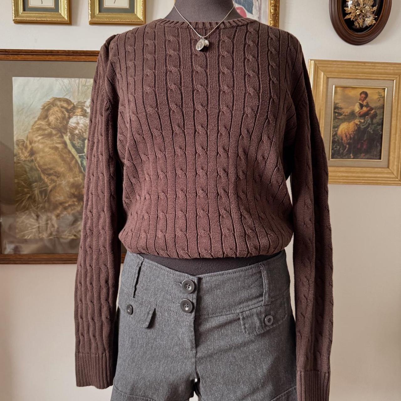 Brown cotton cable knit sweater (M)