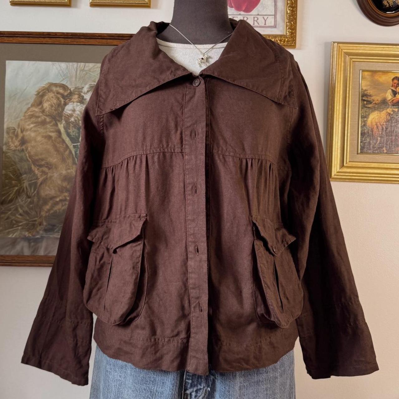 Brown babydoll linen jacket (M)