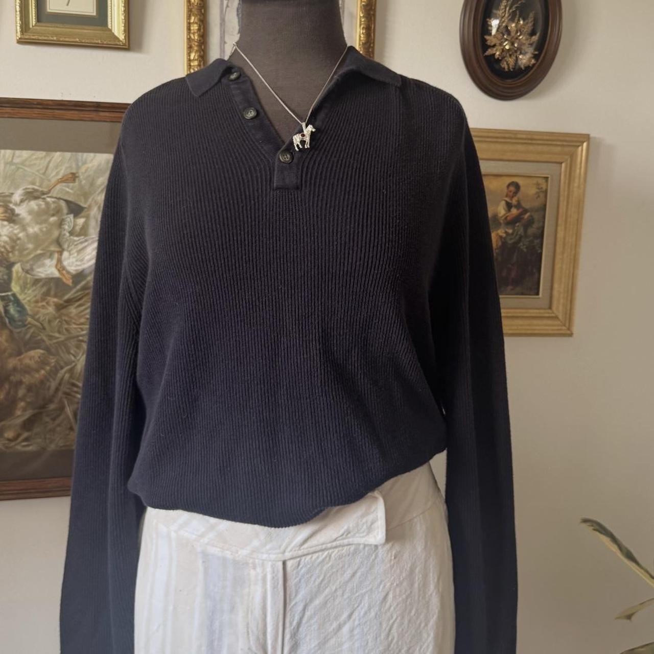 Navy ribbed cotton sweater (L)