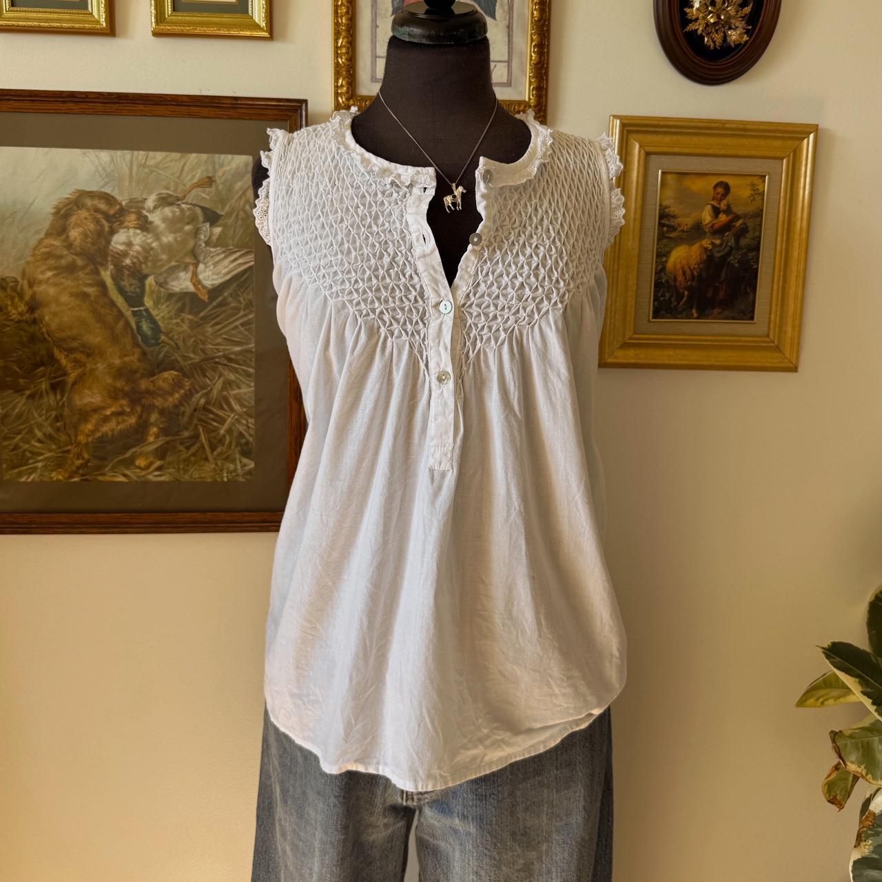 White Victoriana babydoll cotton top (S)
