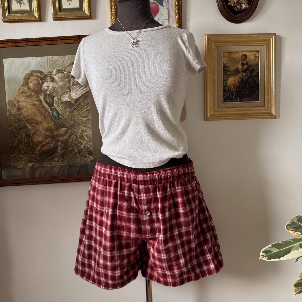 Red flannel boxer shorts (S)