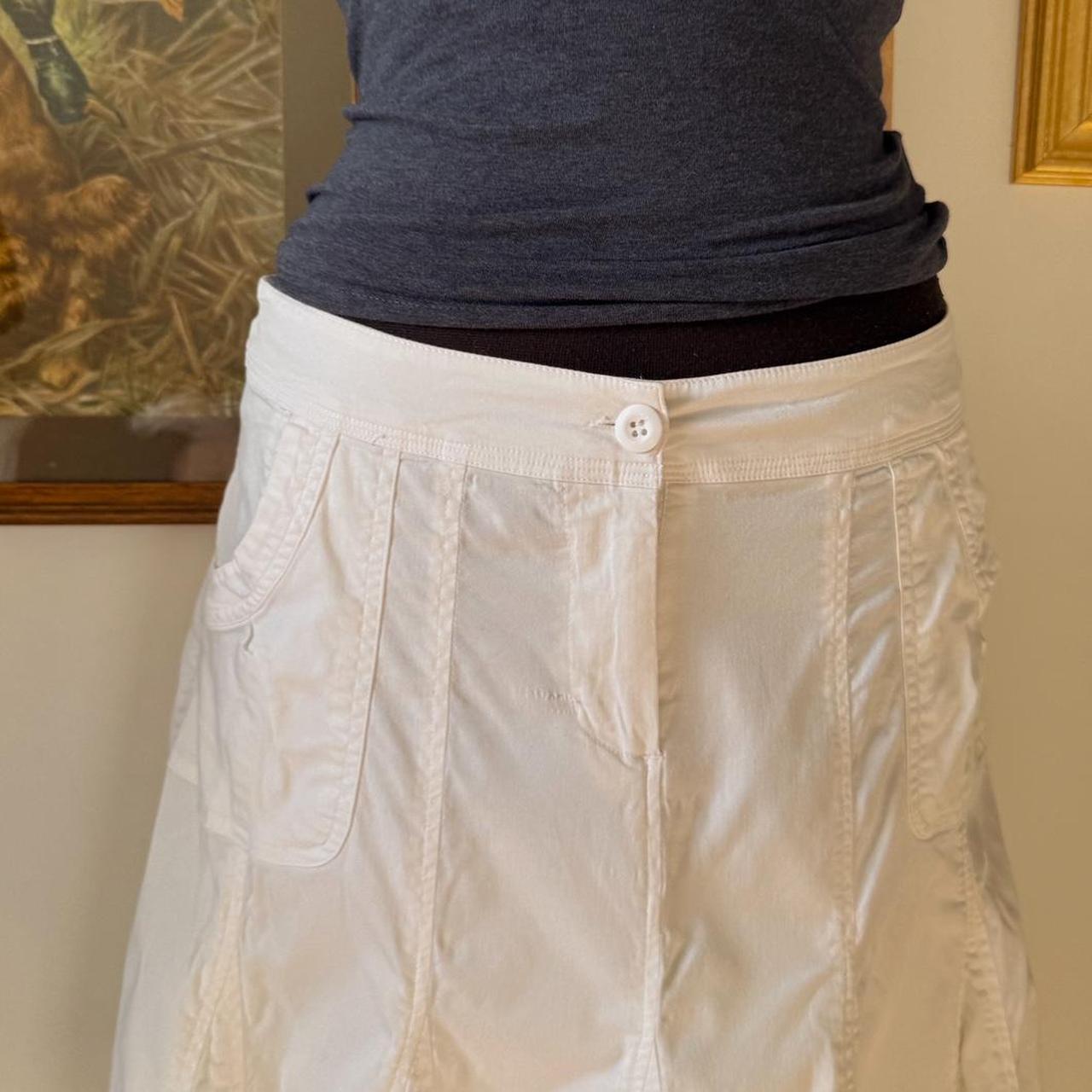 Boho white pleated midi skirt (M)