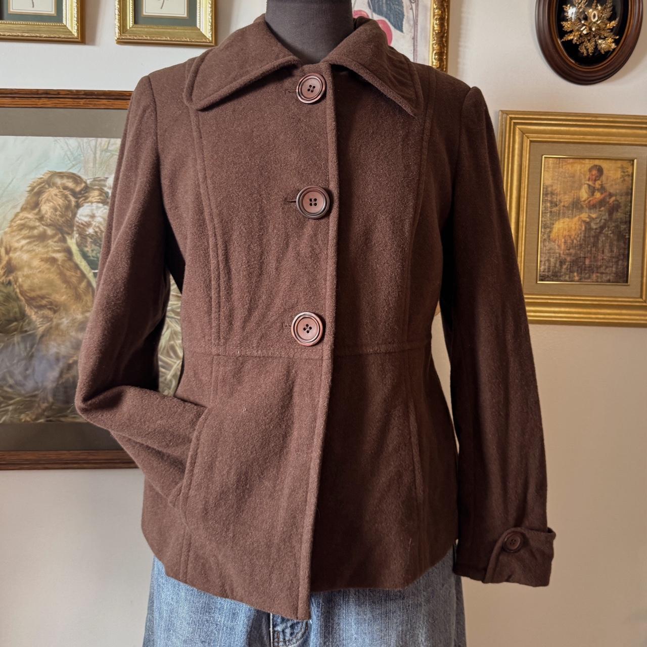 Brown wool pea coat (M)