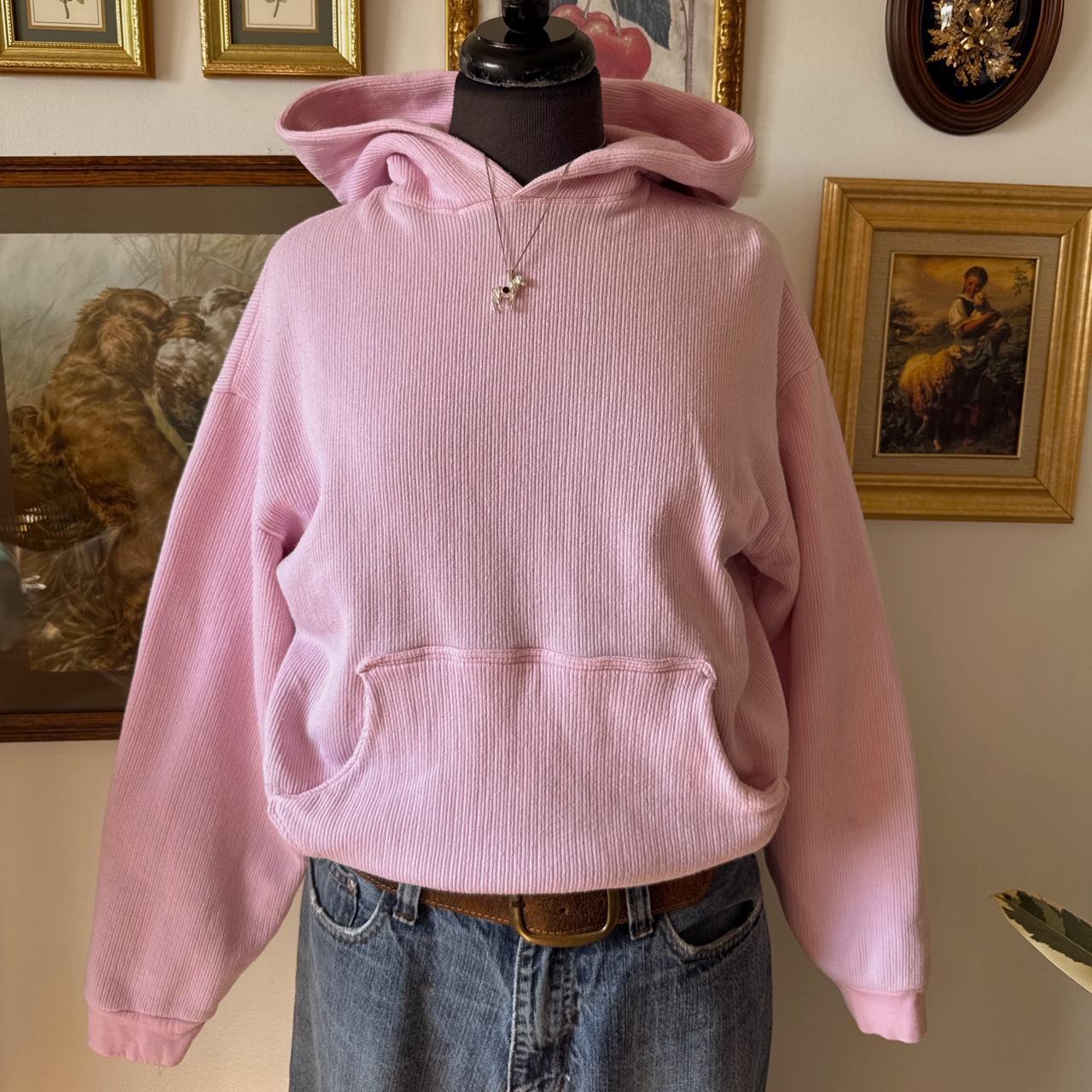 Blossom pink ribbed vintage hoodie (S)