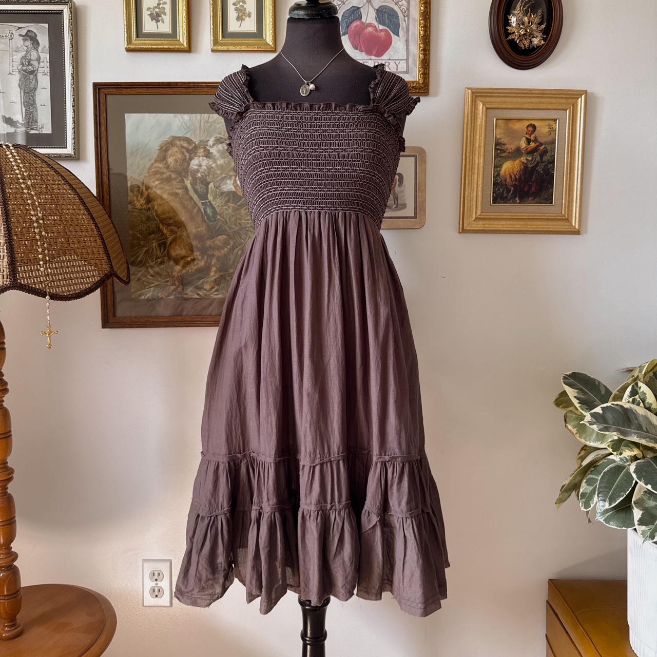 Earthy ruffle boho dress (S)