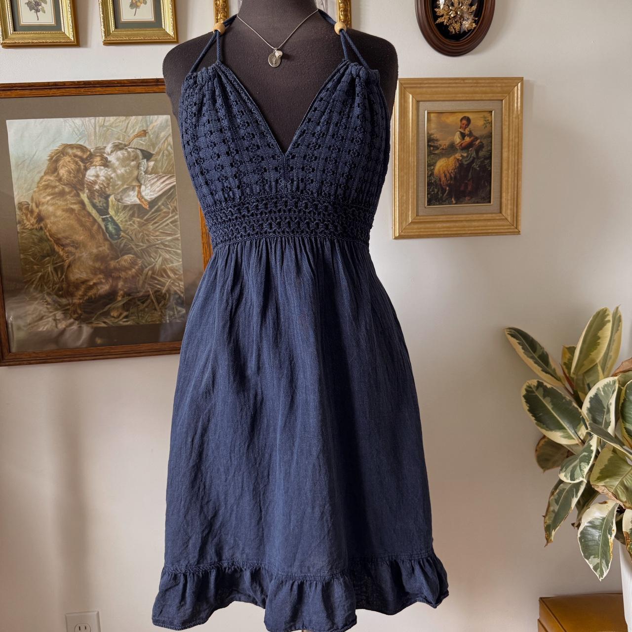 Navy blue halter mini dress (L)