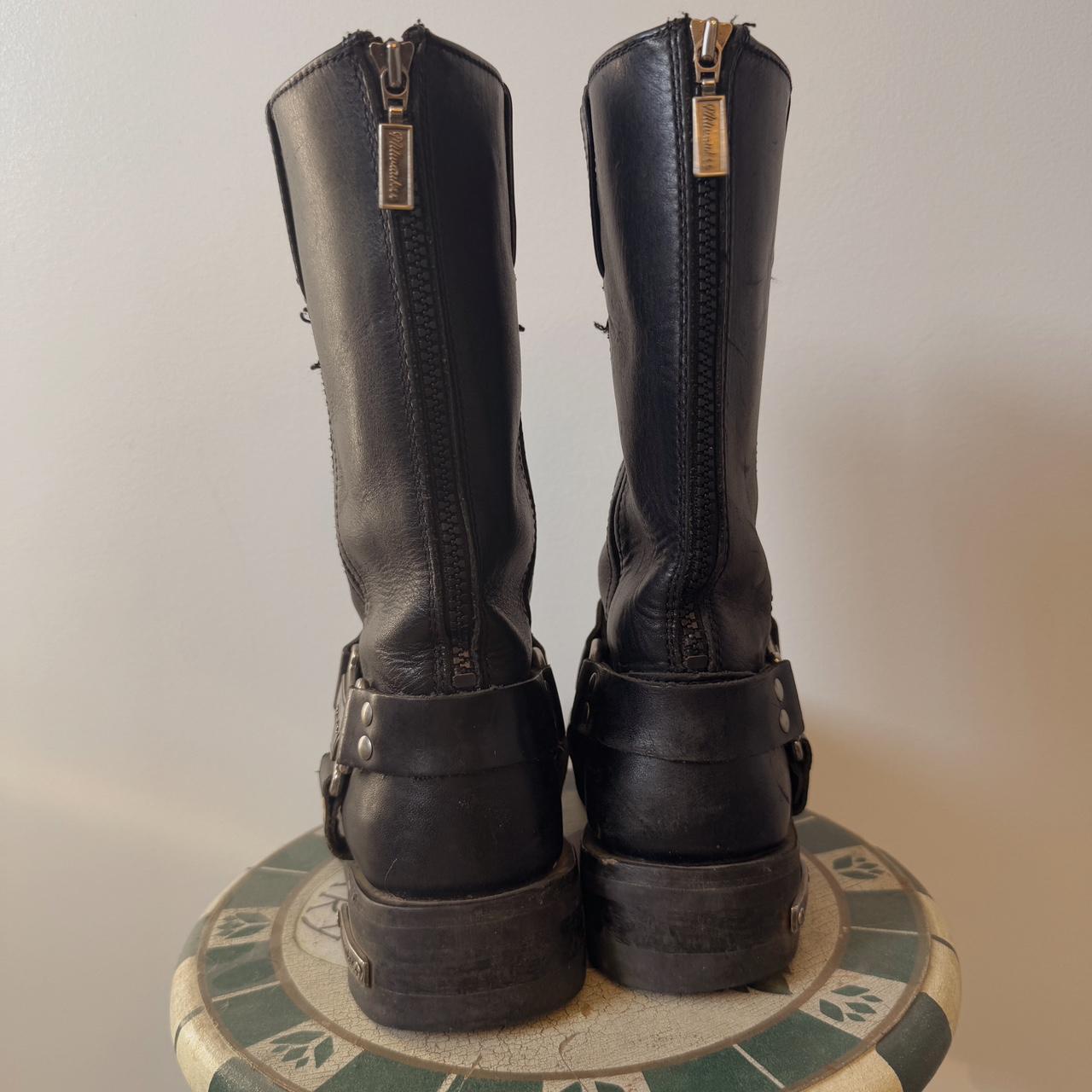 Black leather biker boots (6.5)