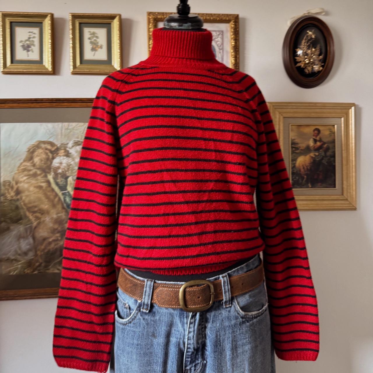 Red striped cozy knit sweater (S/M)