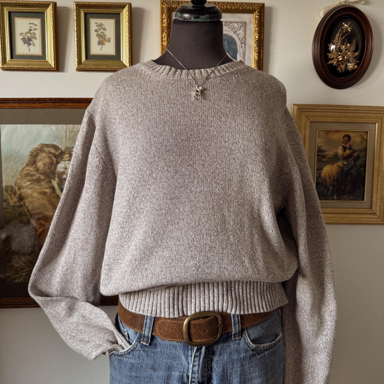 Soft cotton oatmeal knit sweater (L)