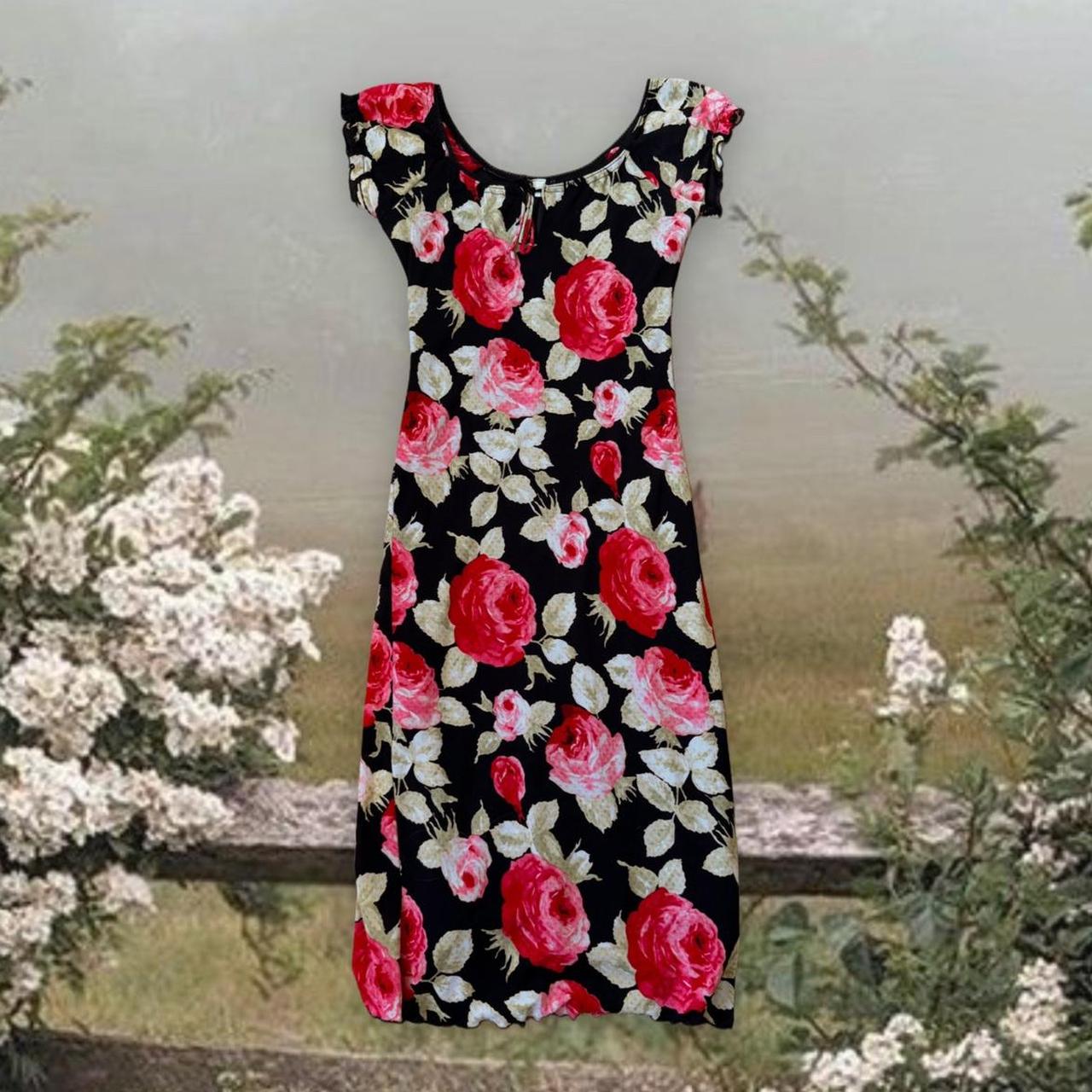 Rose milkmaid midi dress (S)