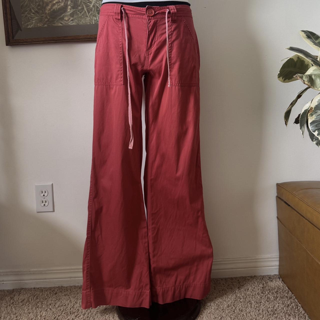 Soft red flare cotton pants (S)