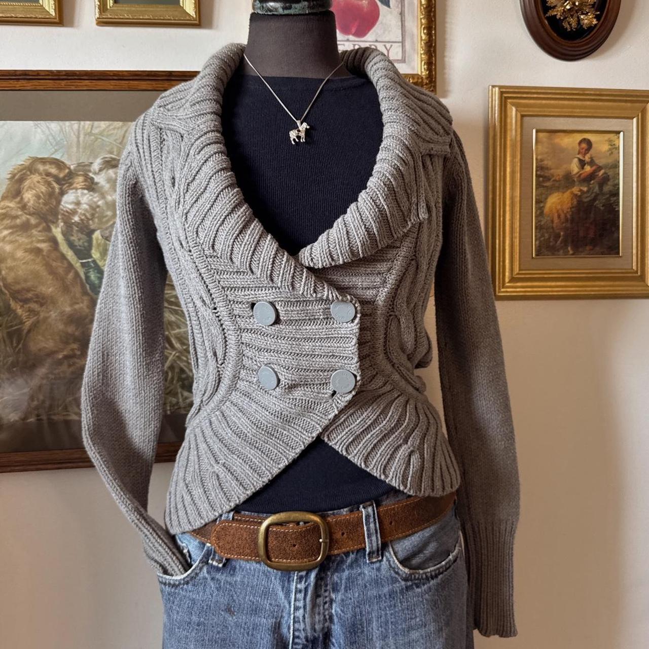 Grey cable knit shrug cardigan (S)