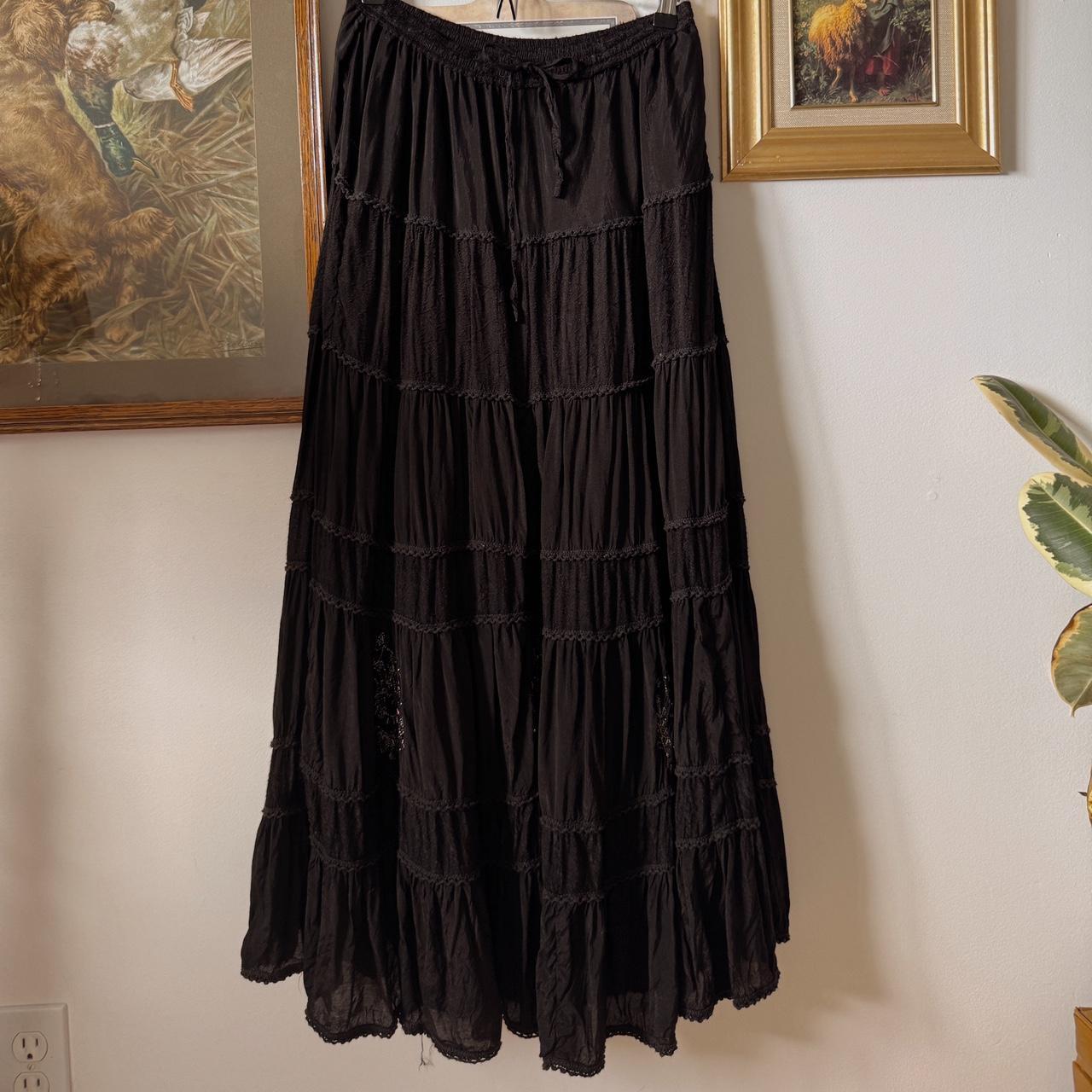Black boho maxi skirt (S)