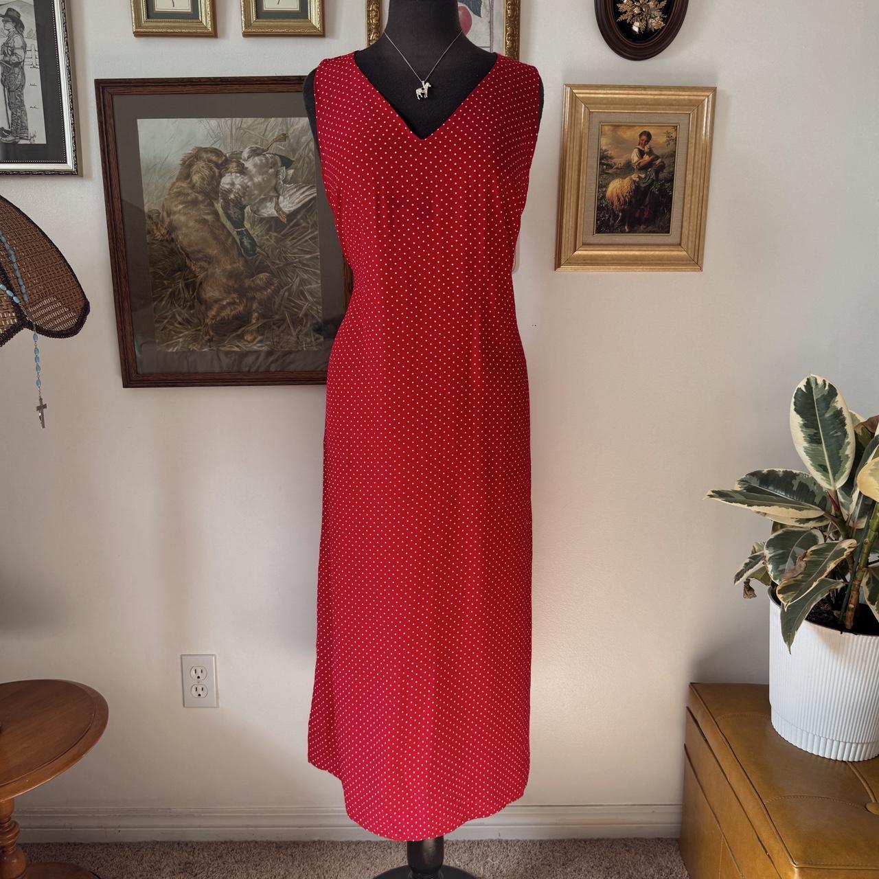 Red polka dot maxi dress (L)