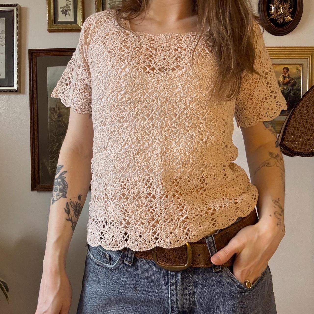 Cream crochet fairy top (M)