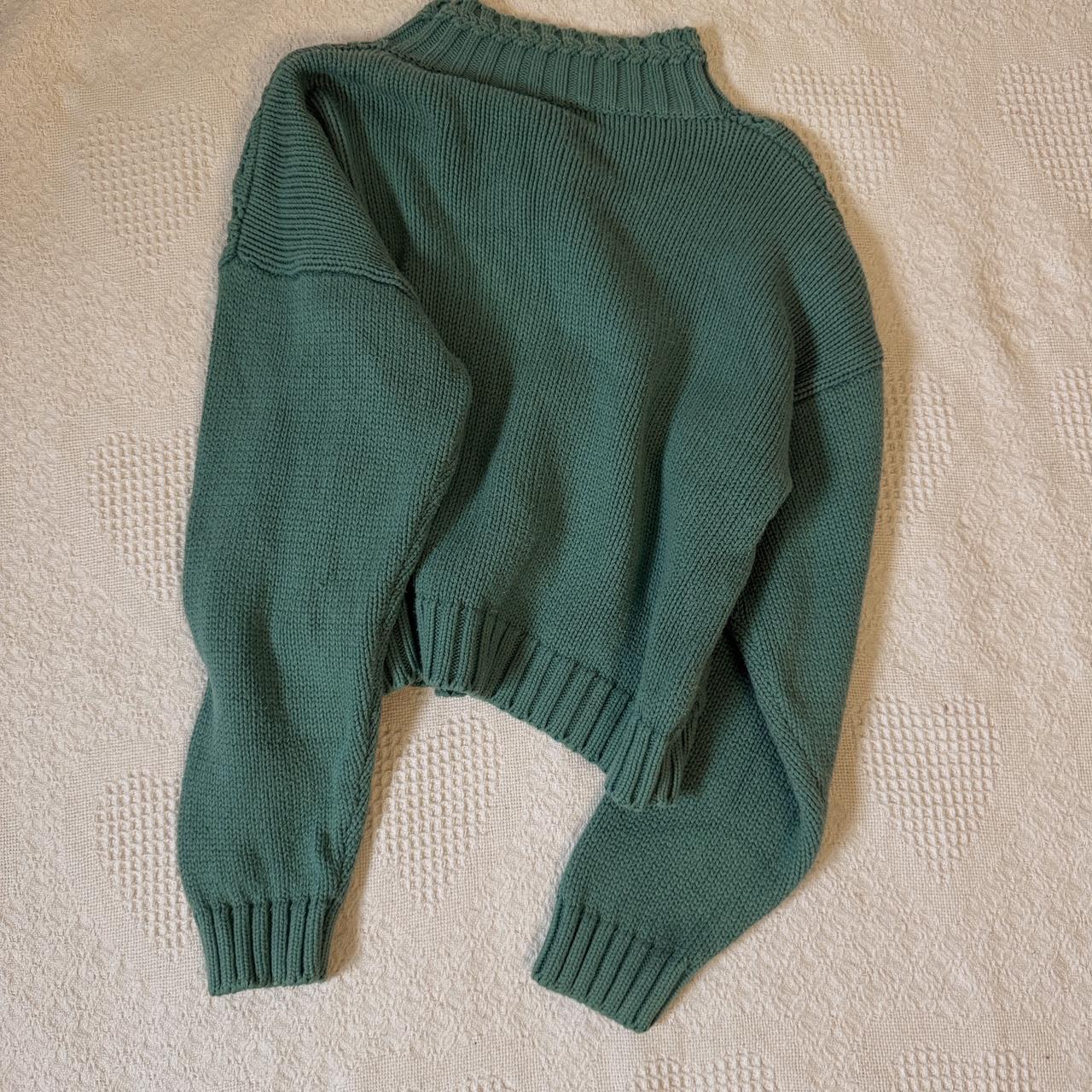 Turquoise green cable knit sweater (S)