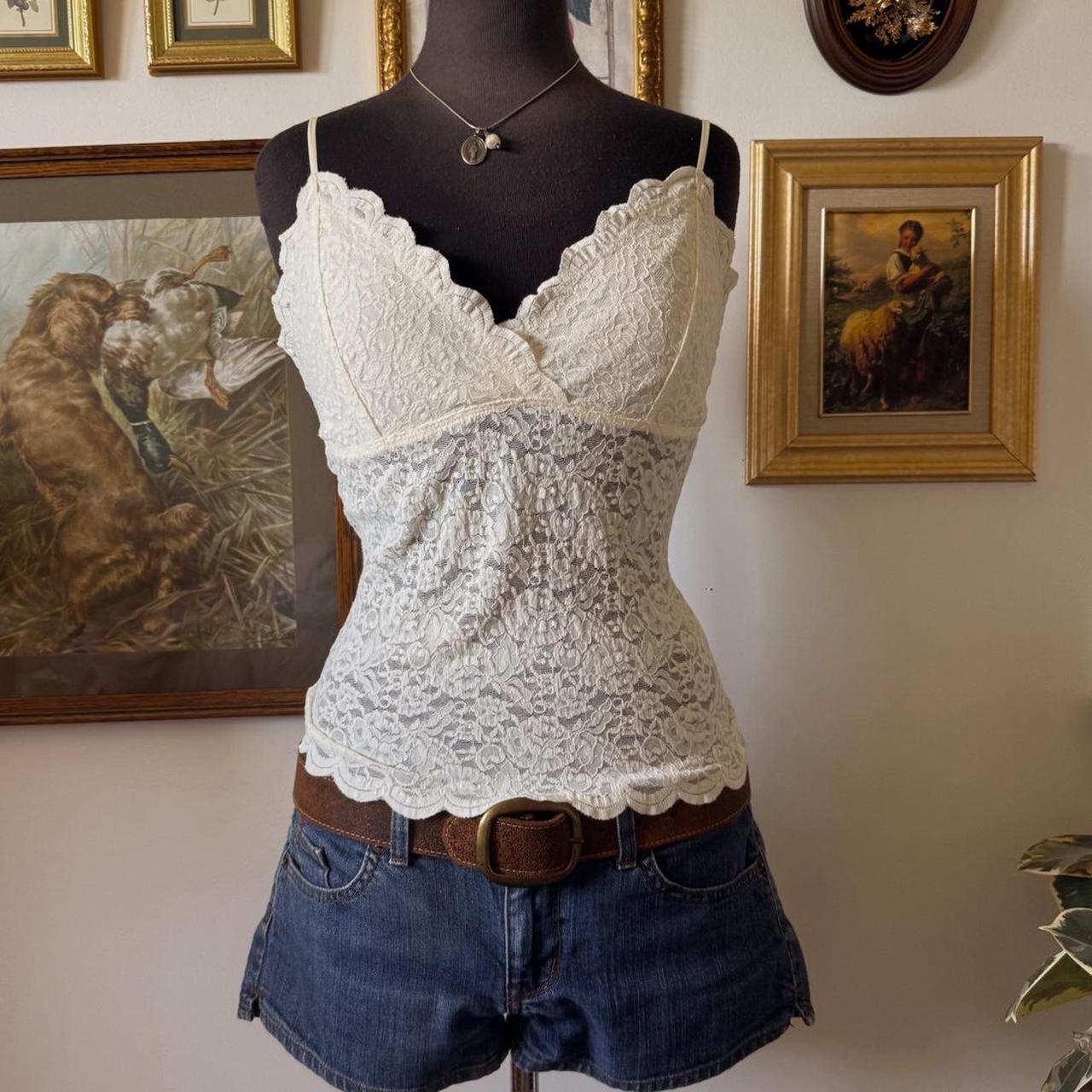 Cream lace cami top (L)