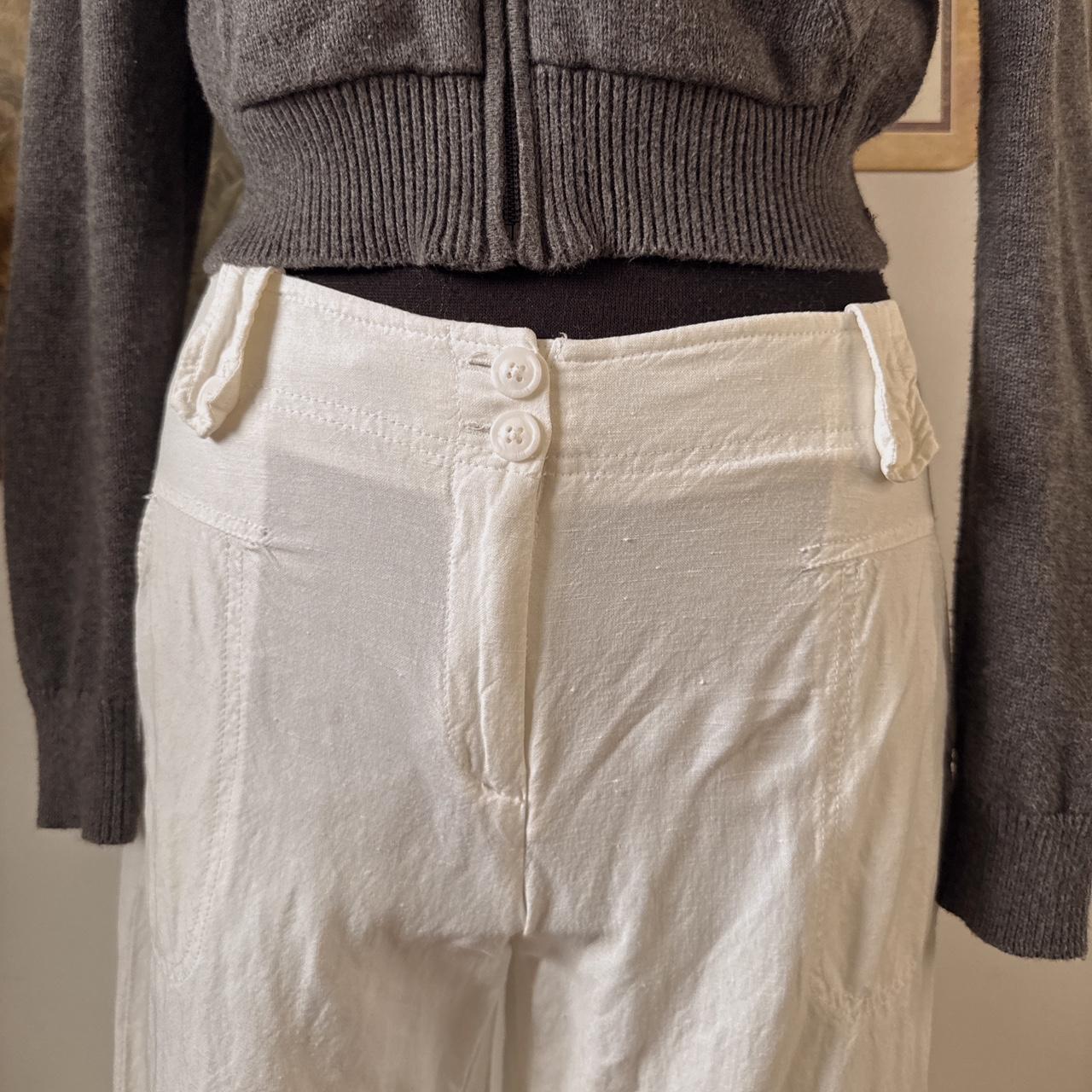 White linen wide leg pants (S)
