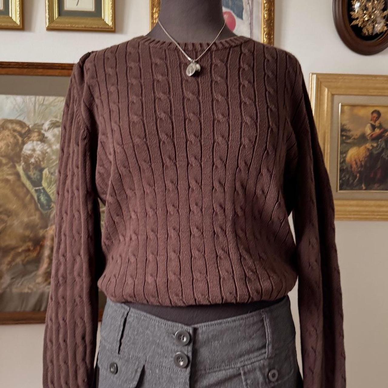 Brown cotton cable knit sweater (M)