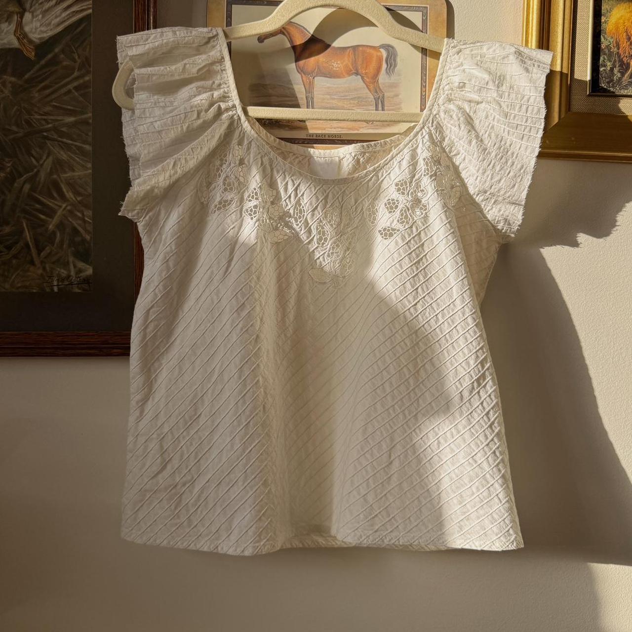White floral babydoll top (M)