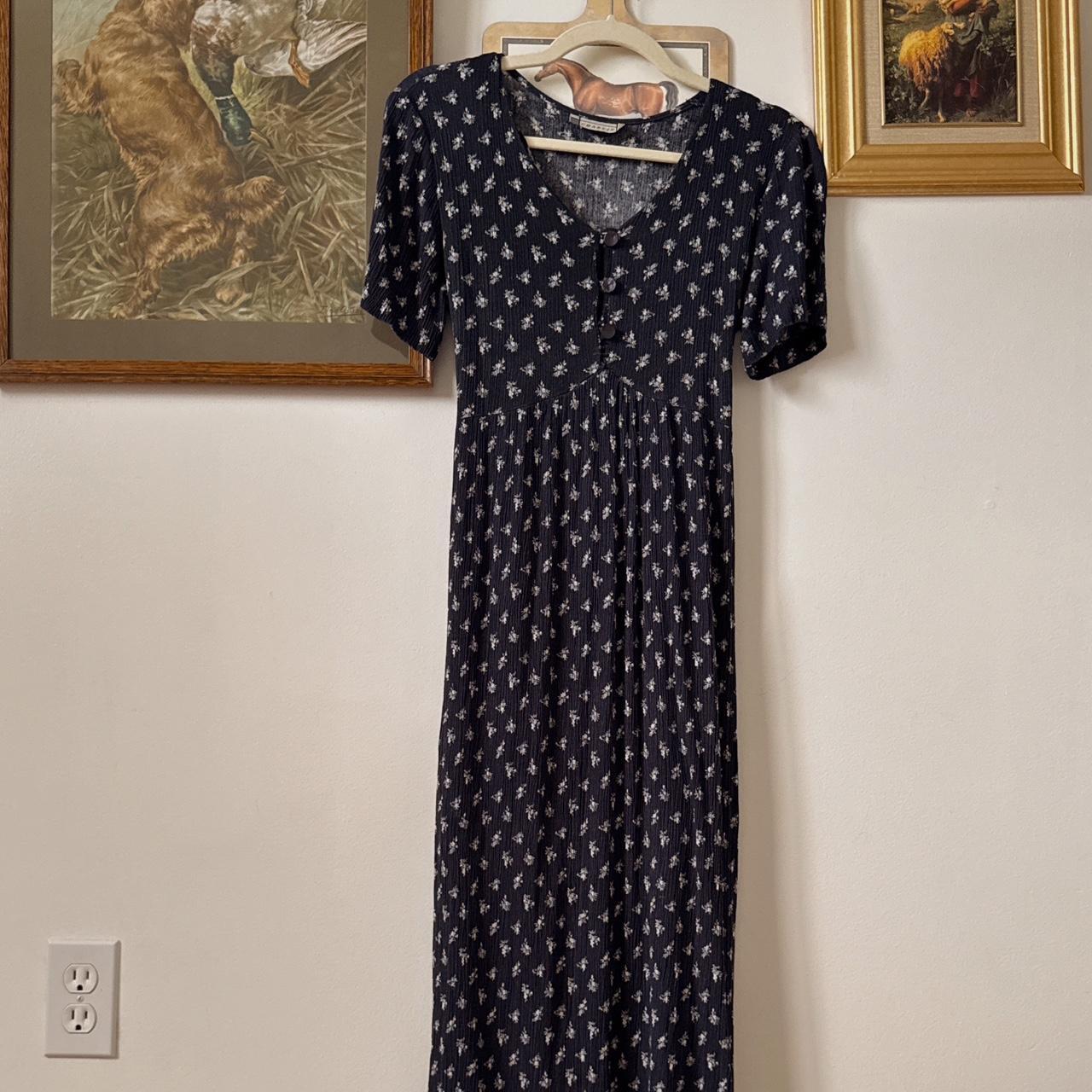 90s navy floral maxi dress (S)