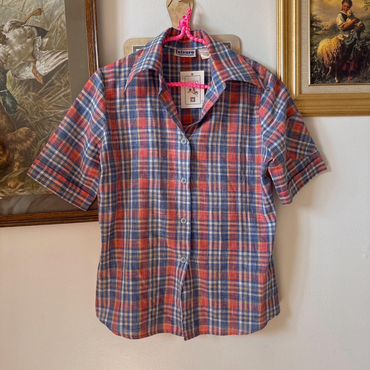 70s plaid button up (S)