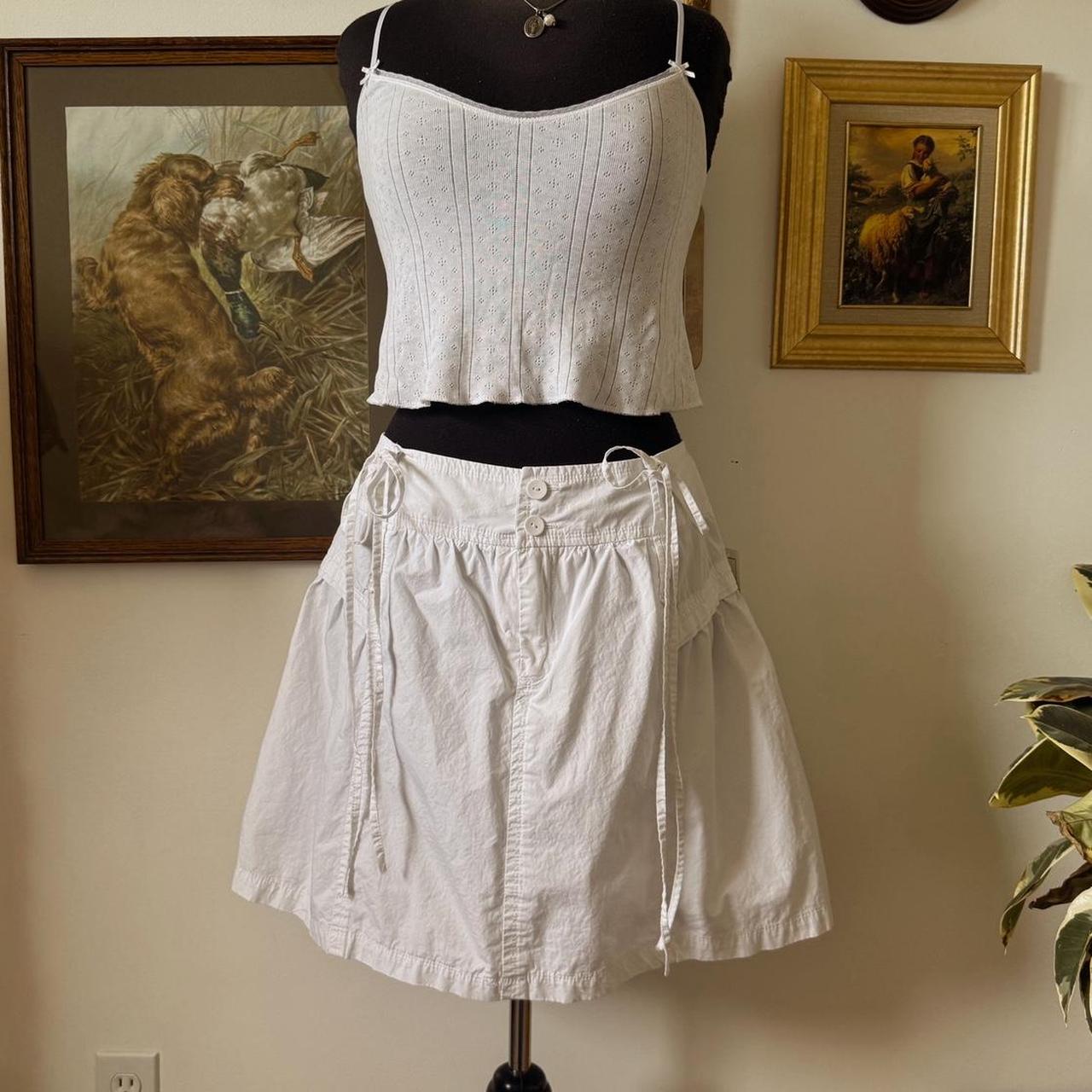 White bow gathered mini skirt (L)