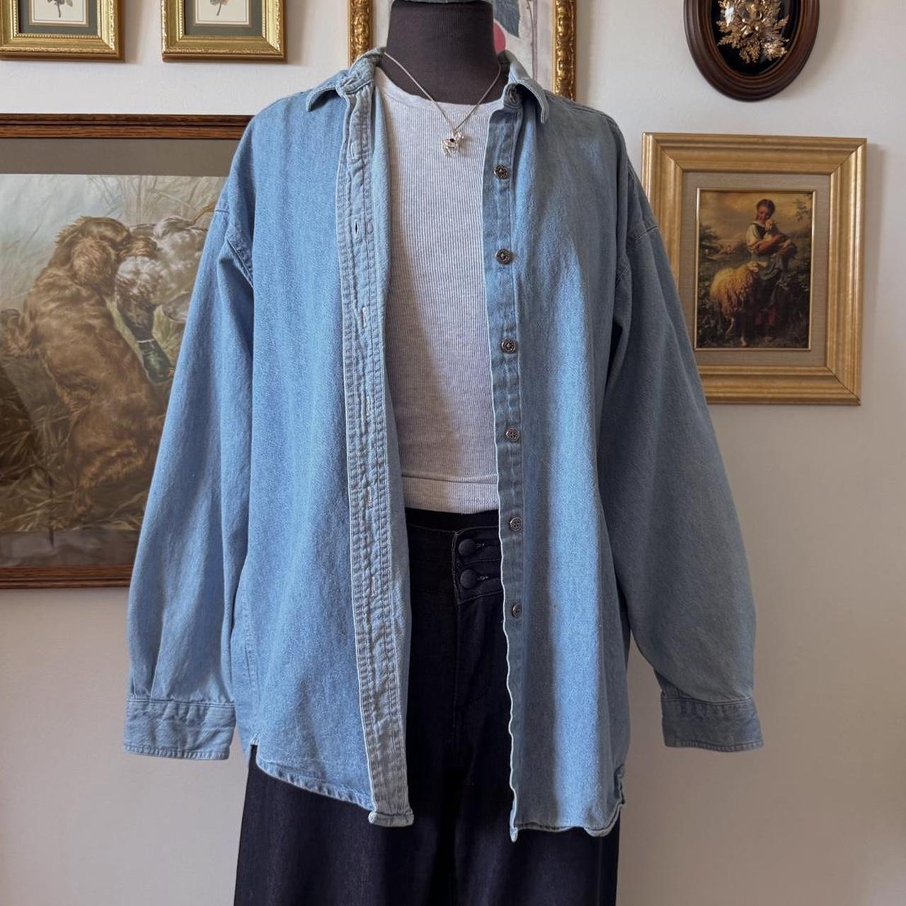 Oversized blue denim button up (L)