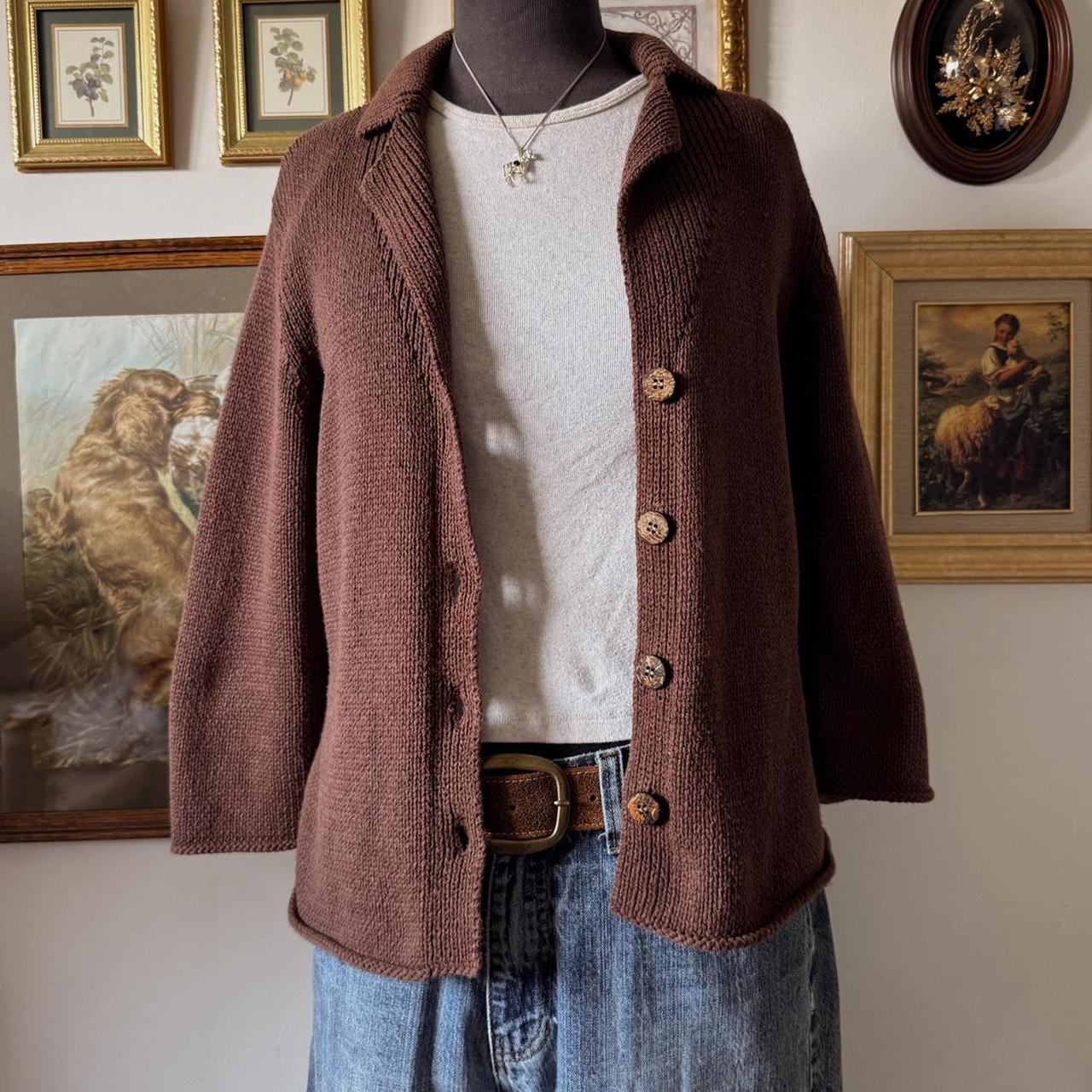 Chocolate brown slouch knit cardigan (S/M)