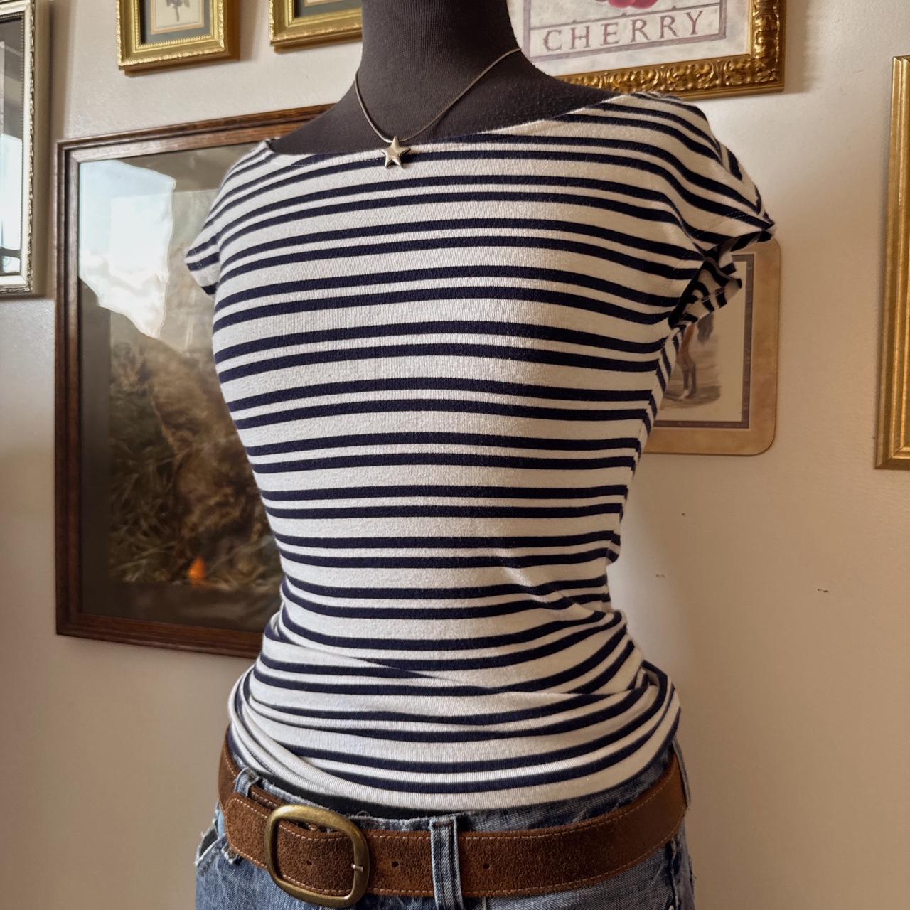 Striped boatneck fitted tee (XS)