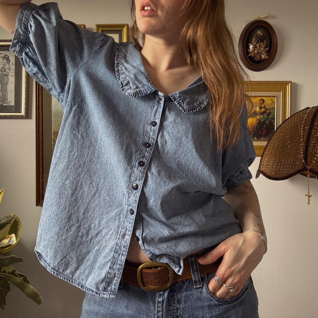 Blue denim cottage top (M)